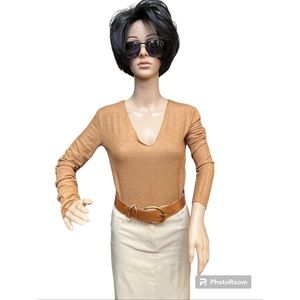 Zara Light Knit V- Neck Long Sleeve Sweater Top, S